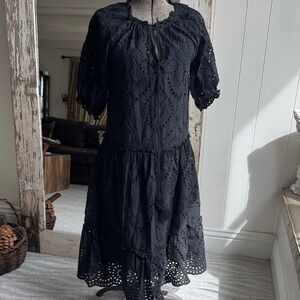 O.P.T.  Chic Black Eyelet Midi Dress